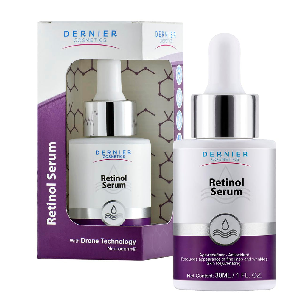 Dernier Beauty Skin Care – Retinol 1% & Hyaluronic Acid 0.5% Anti-Aging Serum for Face, Wrinkle Reduction, Skin Texture Support for Acne Prone Skin, (1 fl oz)