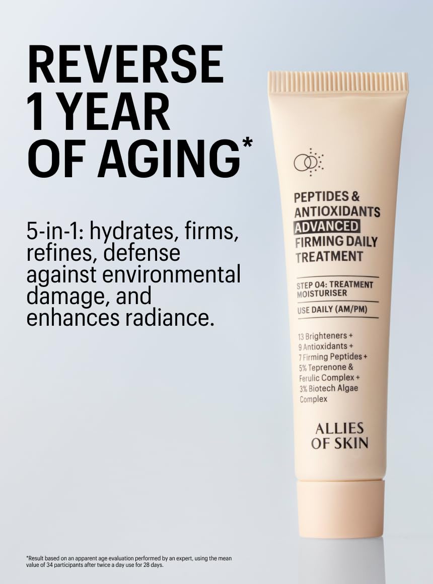 Allies of Skin 7 Days to Brighter Skin Kit - 3-Step Vitamin C Skincare Set with 20% Vitamin C Serum, Amino Acid Cleanser & Peptide Moisturizer