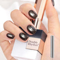 Double Rhythm 15ML Jelly Glass Cat Eye Gel Polish with Magnet Holographic Glitter Shimmer Translucent Sheer Color Salon Soak Off Magnetic Nail at Home (Crystal Black-MC1232)