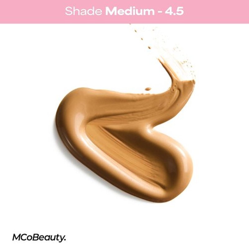 MCoBeauty Flawless Glow Luminous Skin Filter - 4-in-1 Primer & Highlighter - Medium 4.5 Dewy Face Makeup with Squalane & Vitamin E - Vegan & Cruelty-Free