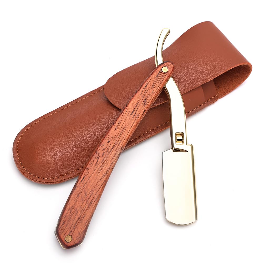 TorSor 2 Pack Straight Razor Case Pouch Sleeve Flap Cover Sheath Protective Holster PU Leather Carrying Holder Protector For Straight Edge Razors Blade Safety Travel Barber Close Shaving Manual Shaver