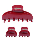 Ufgin Cherry Red Acetate Hair Claw Clips for Women 3.9 Inch Large French Banana Clip and 2 PCS Small No-Slip Claw Clips for Thick or Thin Hair（Red）