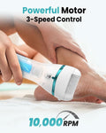 Electric Foot Callus Remover with 10000 RPM Motor and 3-Speed Settings, Foot File Kit with LED Light and Display for Women’s Home Pedicure, Waterproof Foot Grinder with Type-C Charging (Blue)