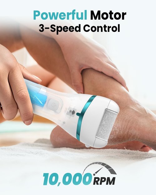 Electric Foot Callus Remover with 10000 RPM Motor and 3-Speed Settings, Foot File Kit with LED Light and Display for Women’s Home Pedicure, Waterproof Foot Grinder with Type-C Charging (Blue)