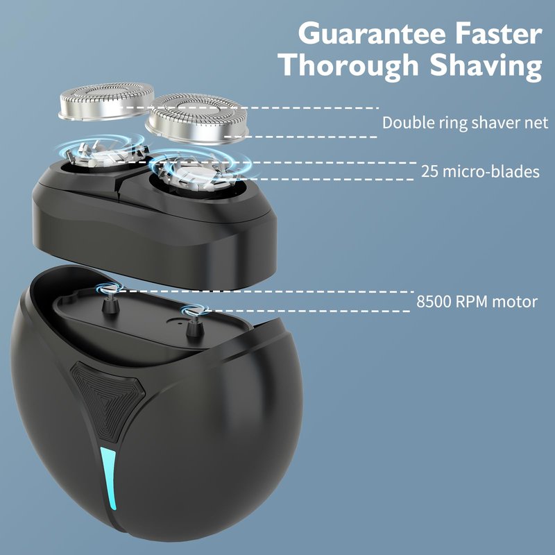 Mini Dual-Head Electric Shaver,Type-C Charging,Use for 30 Days,IPX7 Waterproof,6500RPM Motor,Electric Razor,Mini Shavers for Me