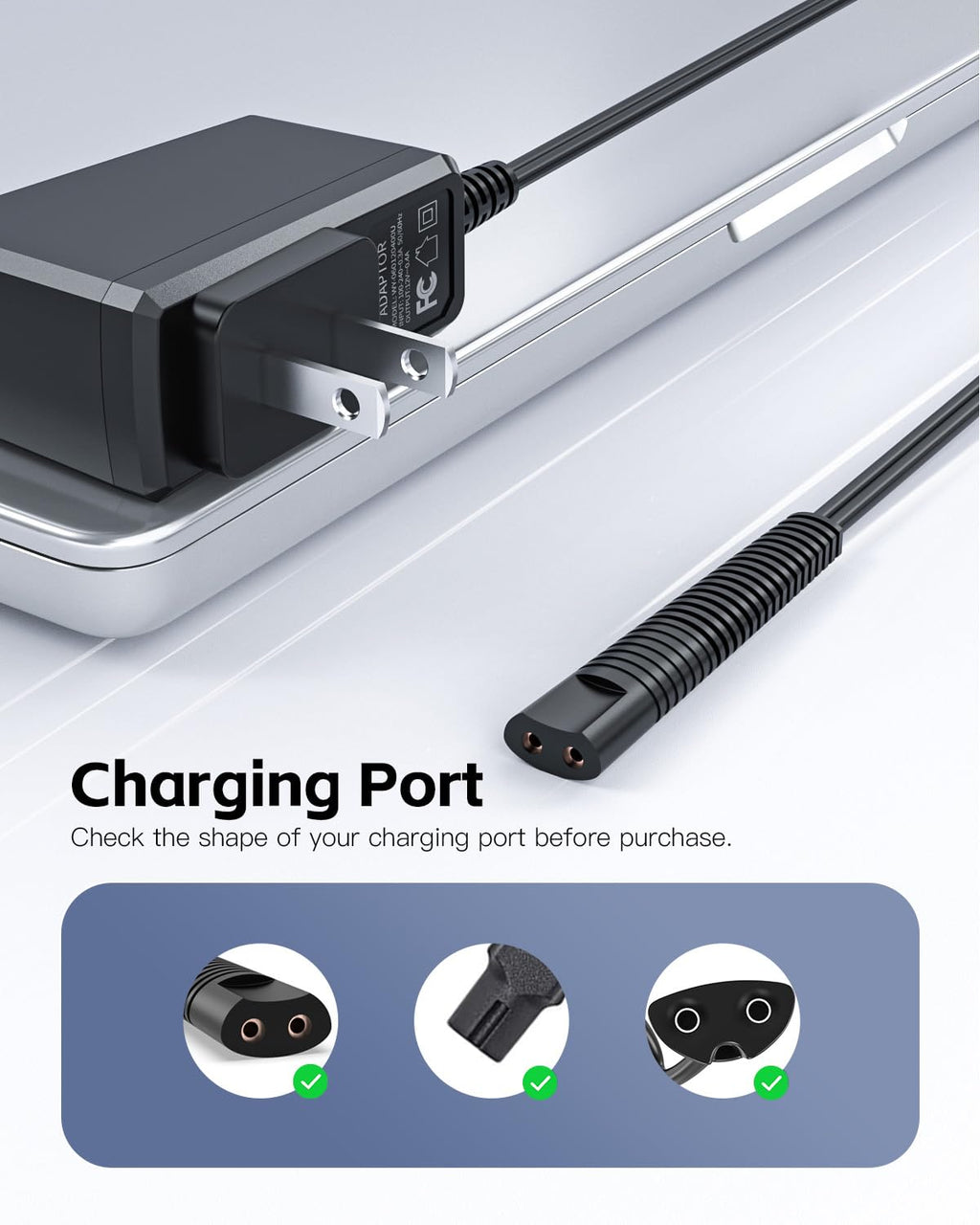 Superer Charger for Braun Shaver Series 3 5 6 7 9 8 1, S3 S9 S7 S5 S6 S8 9 Pro, 310S, 3040S 3010S 740S 9577cc 9517s 7085cc, 12V Electric Razor Shaver Trimmer Power Adapter Charging Cord Replacement