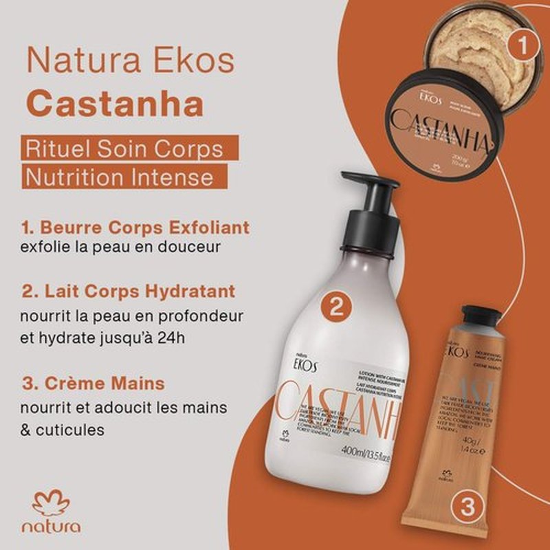Natura Ekos Castanha Body Scrub - Exfoliating Sugar & Brazil Nut Oil Polish for Dry Skin - 7 oz (200 g)