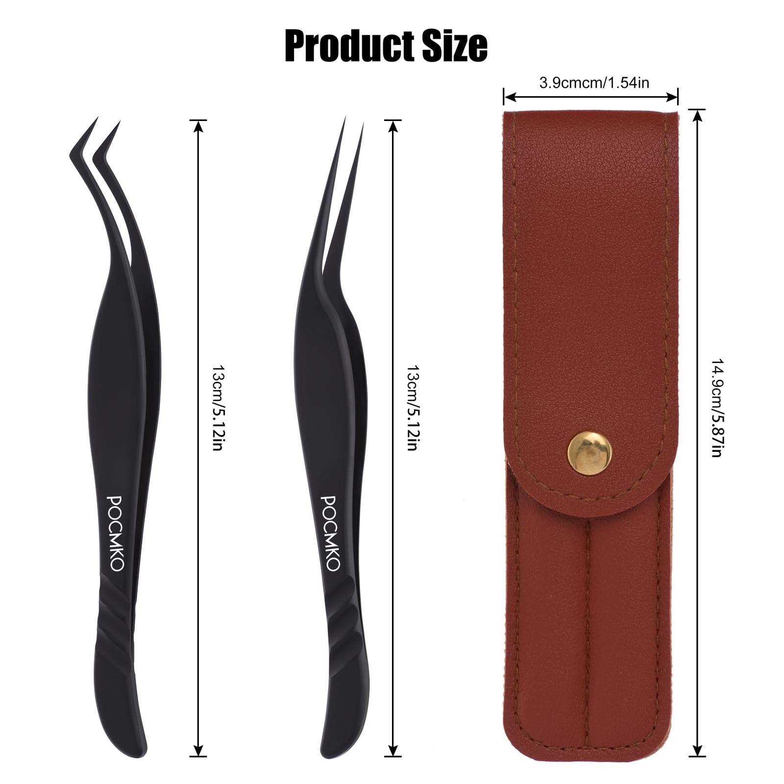 Lash Extension Tweezers, Professional Fiber Tip Lash Tweezer Set for Classic & Volume Lashes, High Precision Eyelash Tweezers Kit– Black Set of 2, Ideal for Lashes Artists