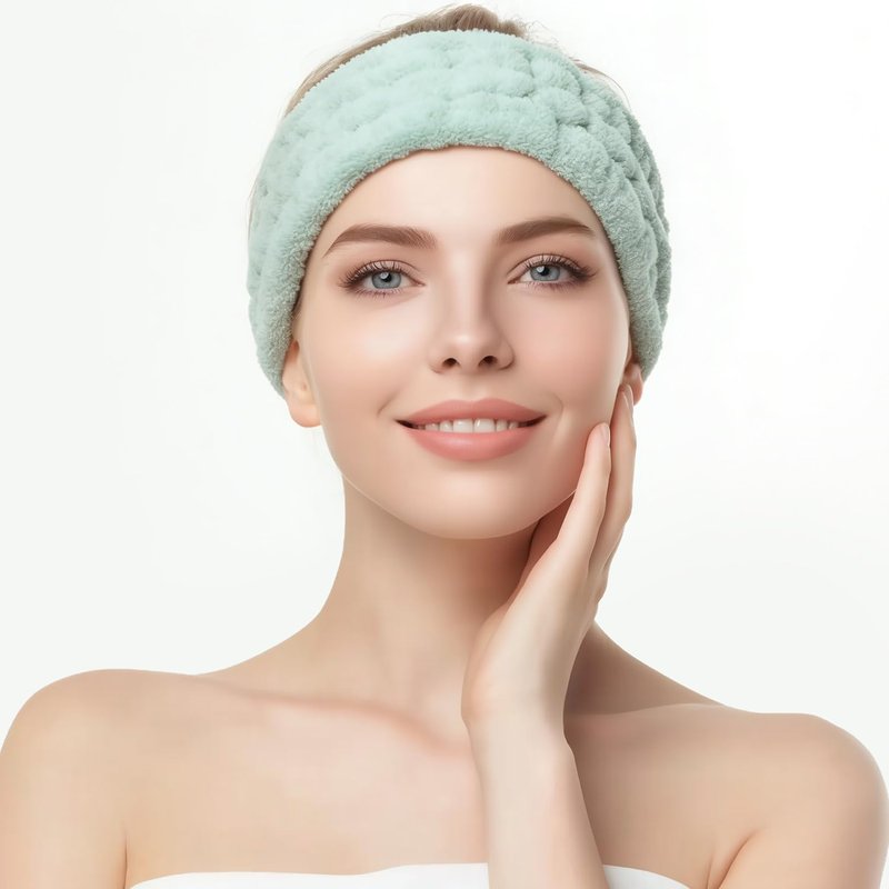 VBAEI 4 Pieces Spa Headband for Women Skincare Headband Makeup Headbands for Washing Face Spa Shower Gifts(Milky-White, Grey, Khaki, Dark Grey)
