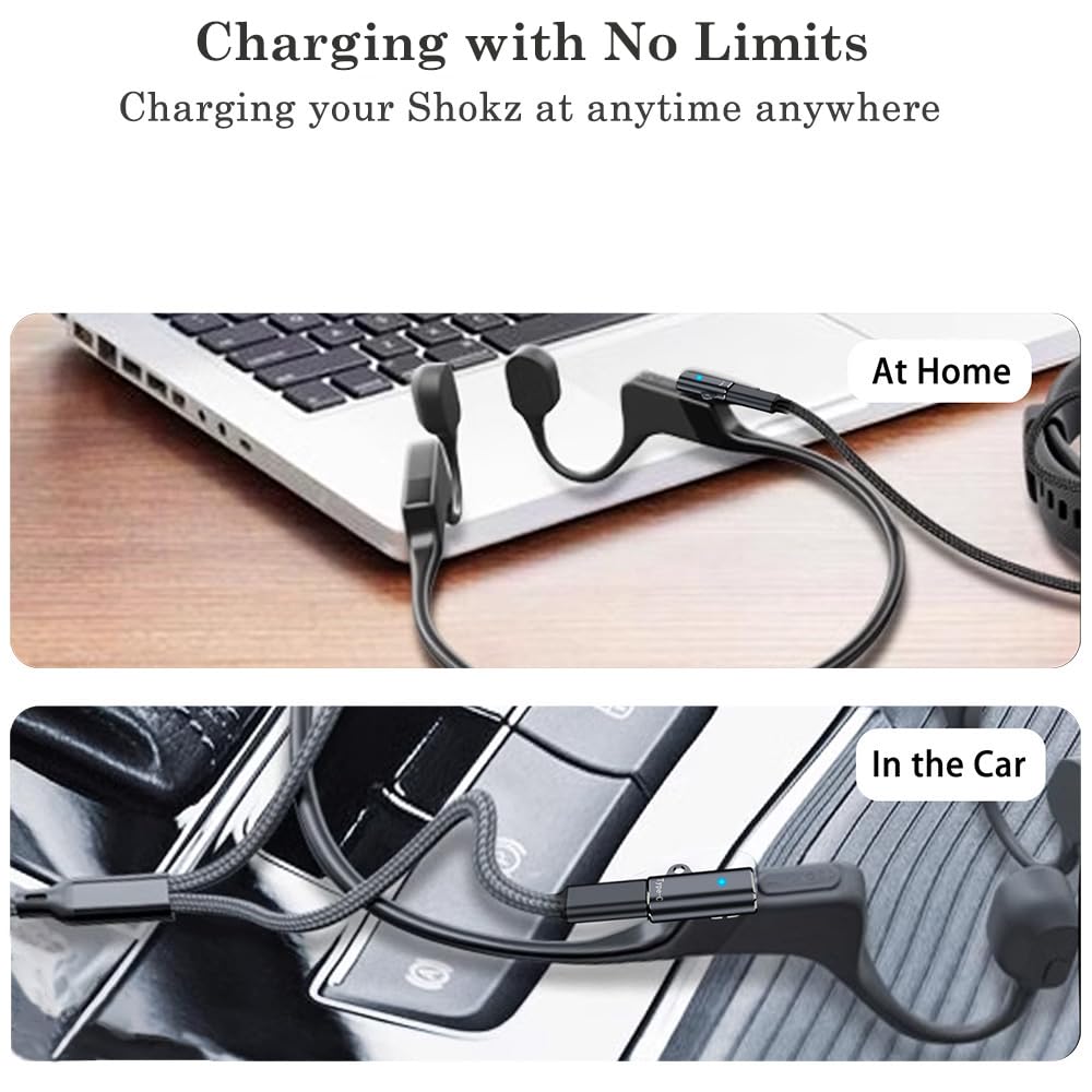 AuviPal USB C Magnetic Charger Adapter for AfterShokz Aeropex, Shokz OpenComm, OpenRun, OpenRun Pro, OpenRun Mini and OpenRun Pro Mini - 2 Pack, Gray