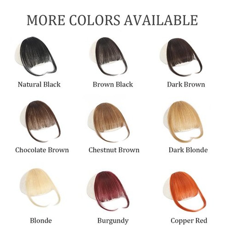 QingChang Clip in Bangs Real Human Hair Dark Brown Wispy Fake Bangs Hair Clip on Bangs Extensions for Women Fringe Hairpieces for a New Hairstyle Instantly (#2)