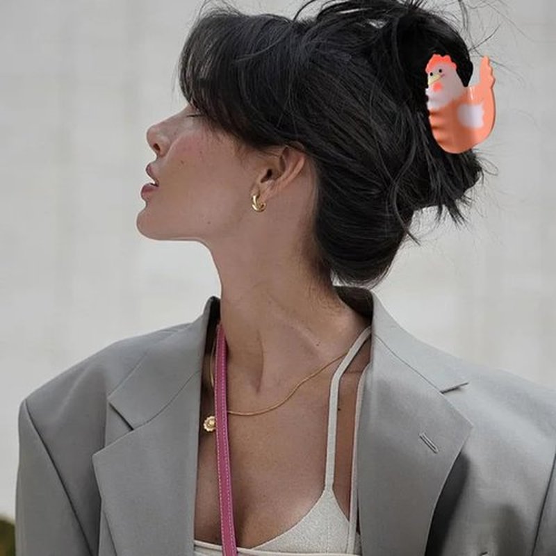KuuGuu Chicken Claw Hair Clip, Korean Super Cute Animal Hair Clip Acetate Acid Anti-Slip Design Cartoon Barrettes 2024 New Interesting Big Hairpin for Women Girs Hair Accessories （1 PCS-Chicken）