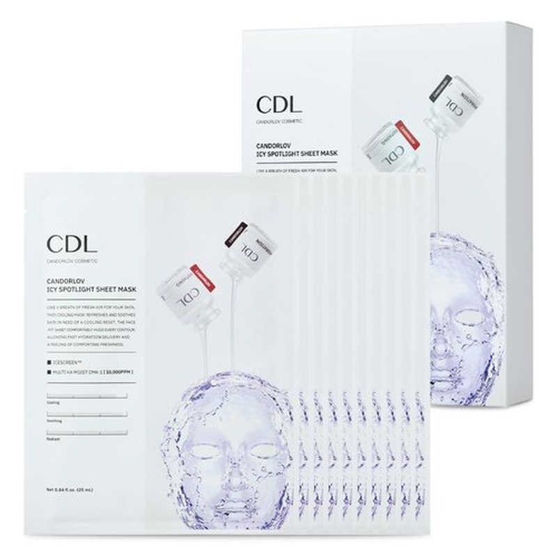 CANDORLOV CDL Collagen Face Mask Korean Sheet Mask - Brightening & Cooling Facial Mask for Dark Spots & Dull Skin, Hydrating Face Mask Skin Care with Glacier Water & Hyaluronic Acid, 10 Sheets