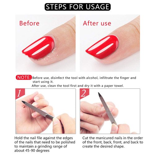 Terberl 8 Pack Diamond Nail File 7 inch Metal Fingernail Files, Stainless Steel Double Side Nail File for Salon Home and Travel Men Women