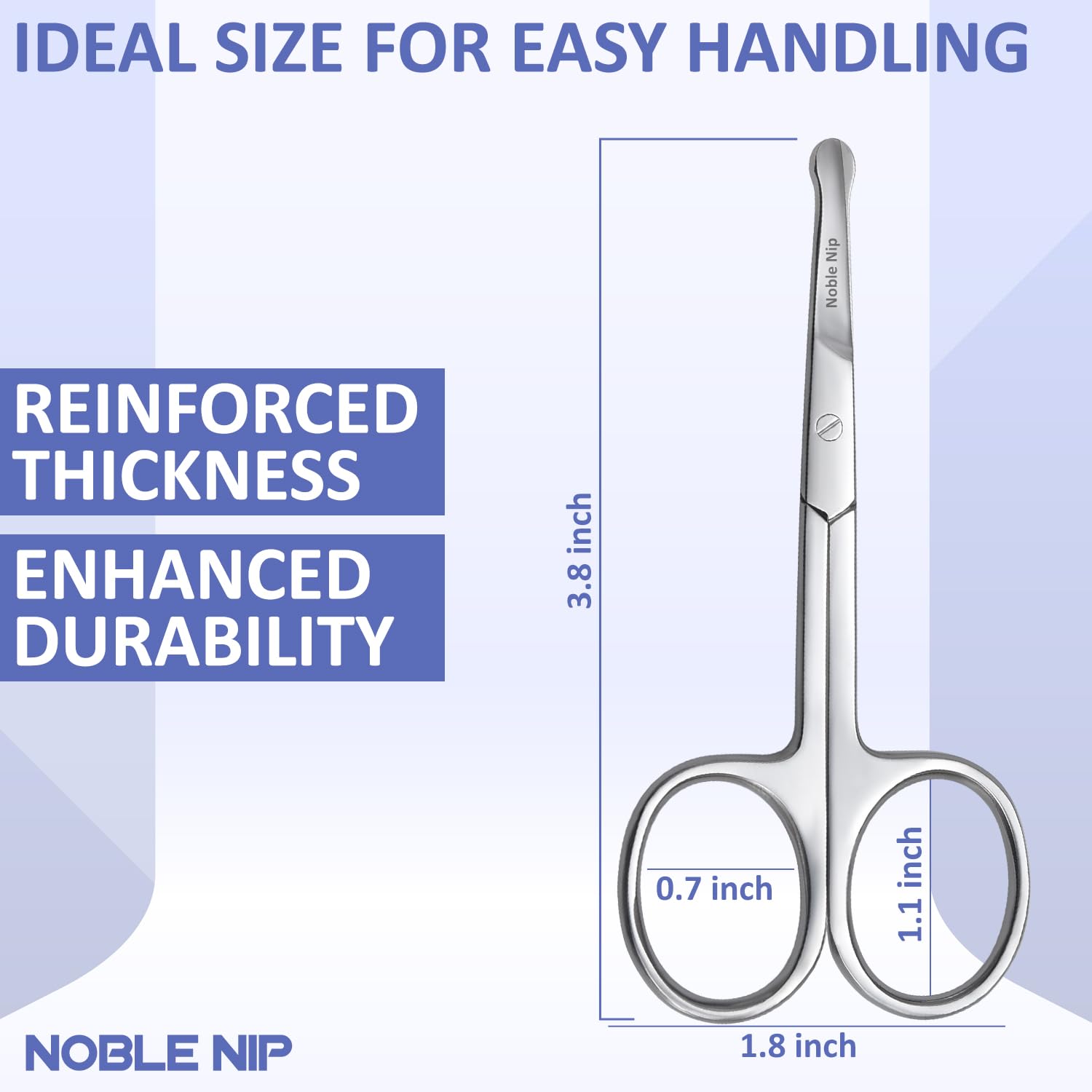 Noble Nip Nose Hair Scissor Premium Japanese Stainless Steel Beauty scissor Rounded Tip Safety Blade Small scissor for Grooming Eyebrow Eyelash & Mustache scissor for Men Women and Kids.