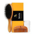 Premium Boar Bristle Hair Brush - Restore Shine & Health for Thick, Long, Curly Hair | Includes Comb, Travel Bag & Spa Headband