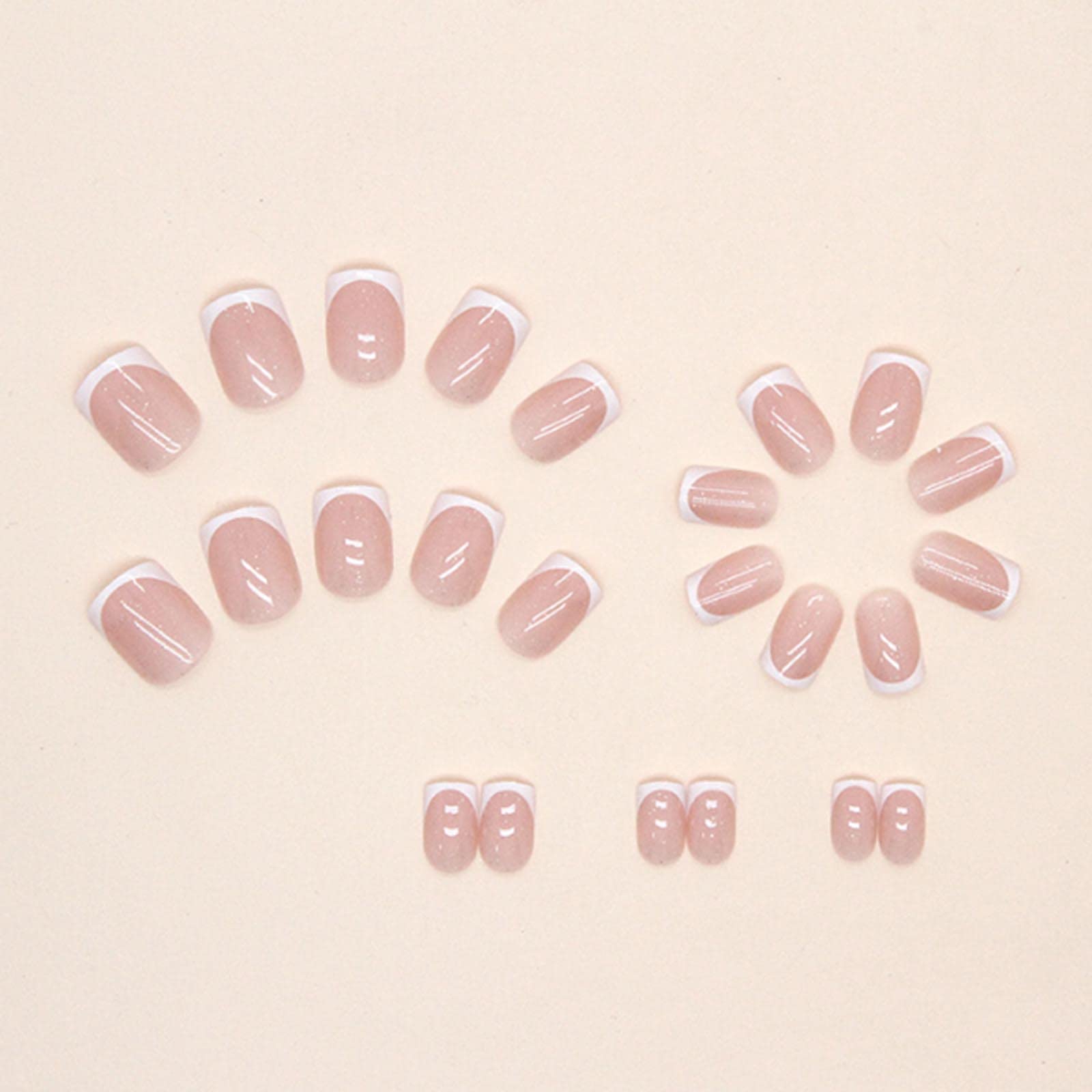 YoYoee Square Press on Nails French White Fake Nails Short False Nails Acrylics Full Cover Cute Stick on Nails for Women and Girls 24PCS