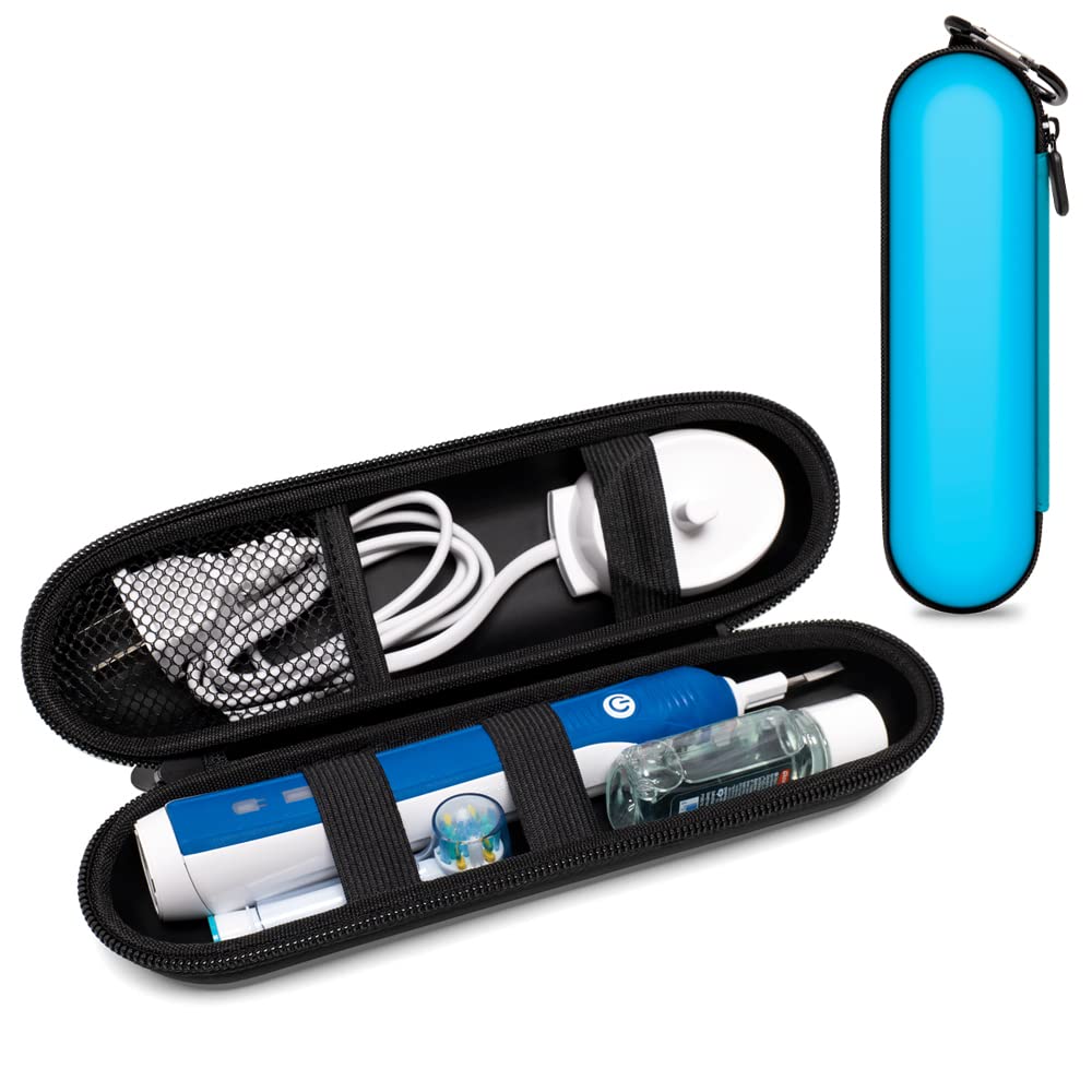Nincha EVA Electric Toothbrush Case - Durable Hard Shell Travel Case with Mesh Pocket - Fits Most Powered Toothbrush Products (Blue)