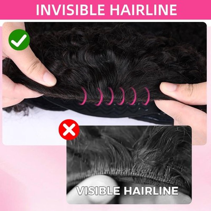 PERISMODA Burmese Curly Half Wig Glueless Wigs Human Hair with Spiral Curly End 200% Density 3 IN 1 Kinky Curly Human Hair Half Wig With Drawstring Seamless Clip Ins Flip Over Natural Color 18 Inch