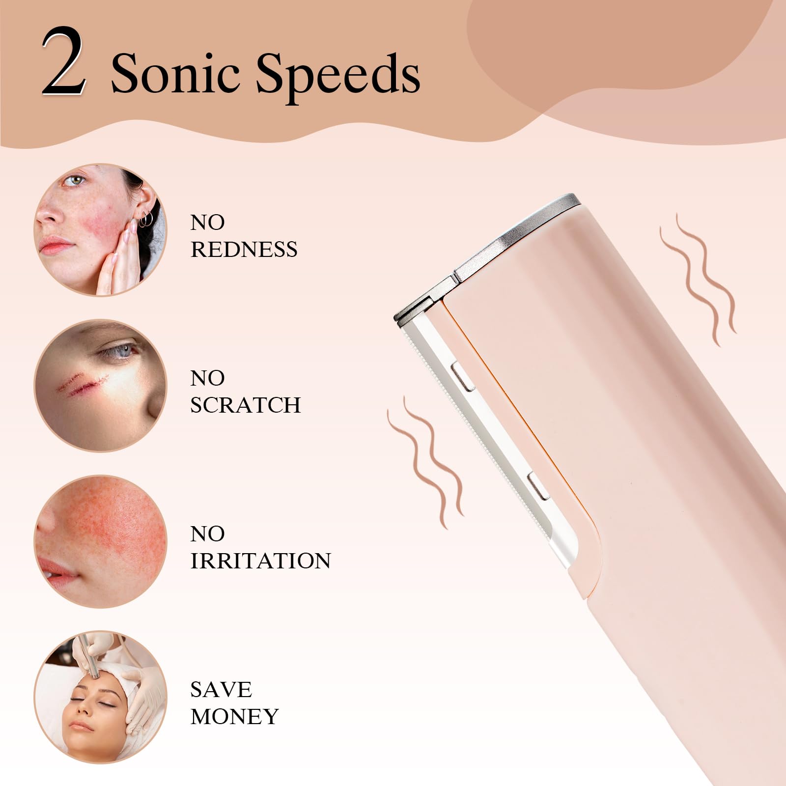 Dermaplane Razor for Women Face with 6 Refill Blades Dermaplaning Tool for Face to Remove Facial Hair & Peach Fuzz Sonic Dermaplaning Tool for Women Facial Hair Shaver Eyebrow Trimmer Razor