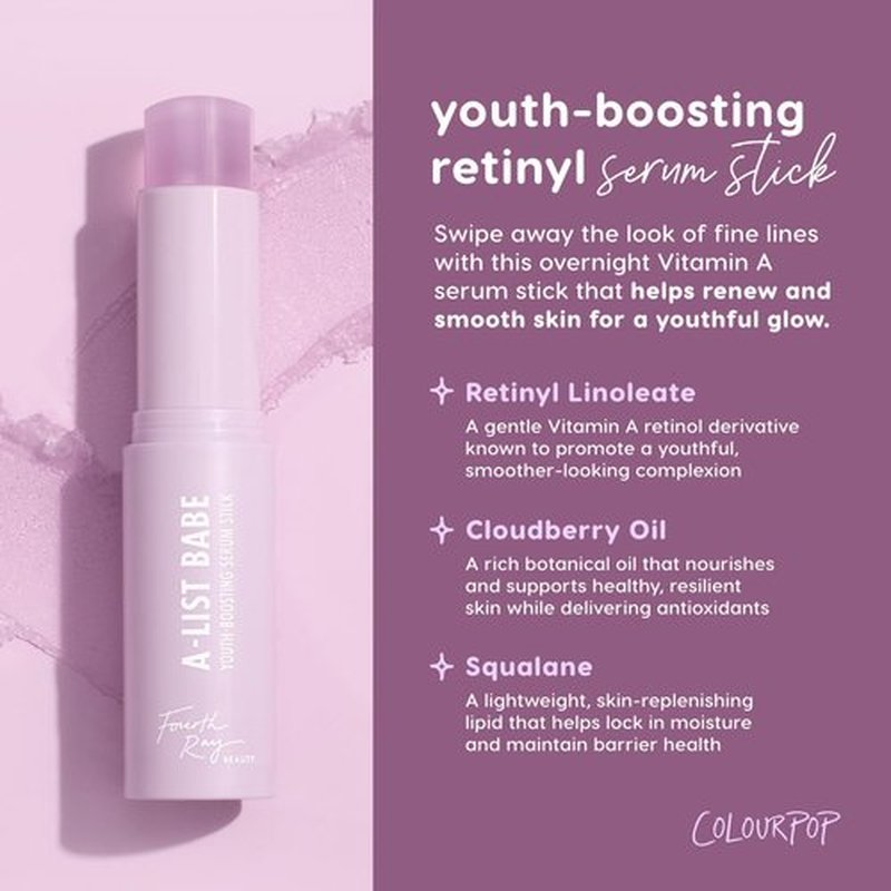 ColourPop Retinol Serum Stick - Anti-Aging Beauty Balm for Glowy Summer Makeup - Naturally Derived Retinol & Cloudberry Oil (0.25 oz)