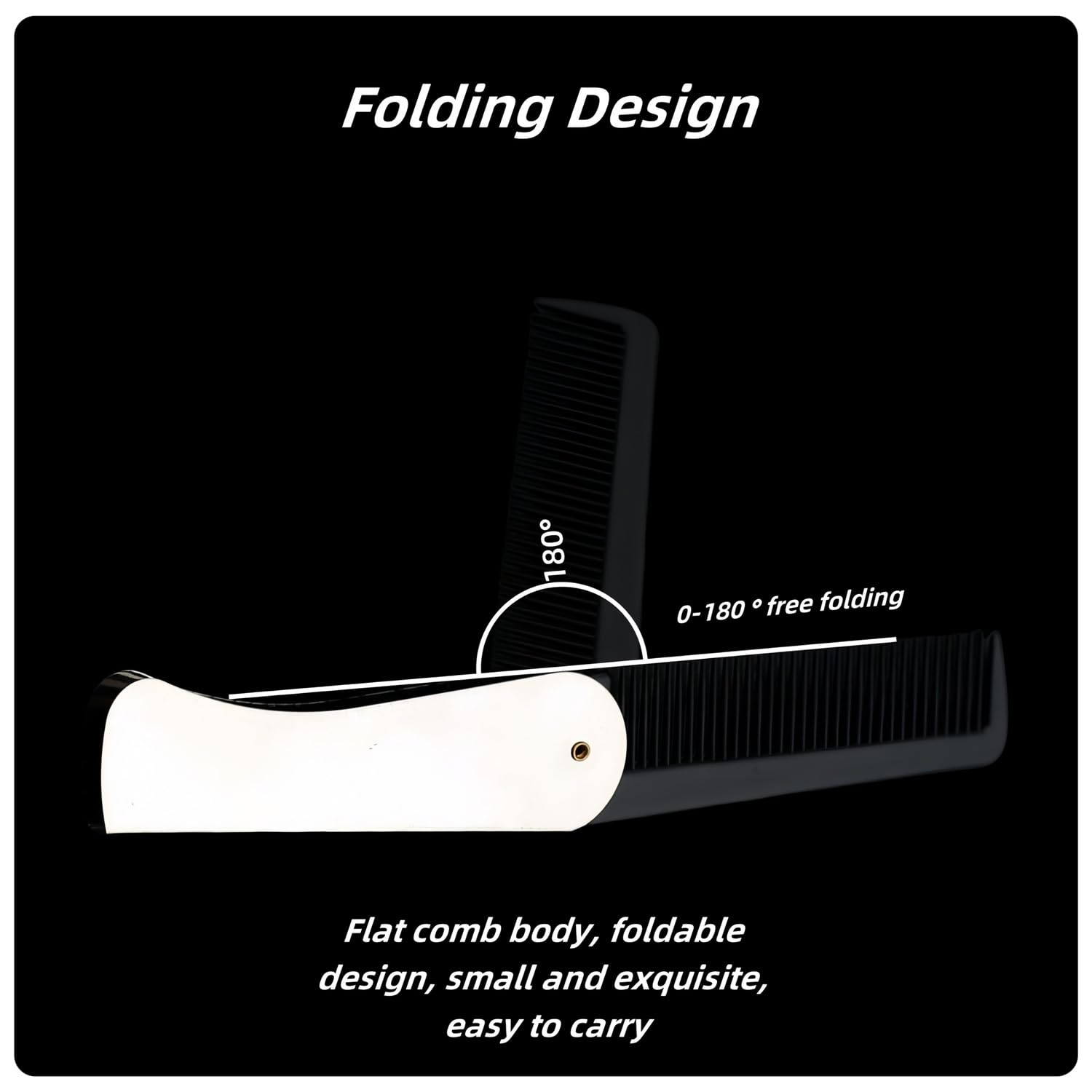 4 Pcs Folding Pocket Combs for Men - Stainless Steel Fine Tooth Hair Beard Combs for Styling Hair, Beard or Mustache Care, Compact Design for Travel & Everyday Grooming (Silver)