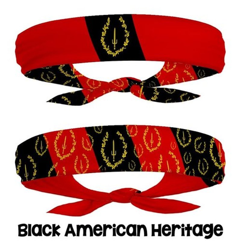 EVERYTHING CROPOVER Black Heritage Flag Headband - Carnival, Fitness, Mens Womens Tieback Bandana Sweatband, Thigh Leg Garter