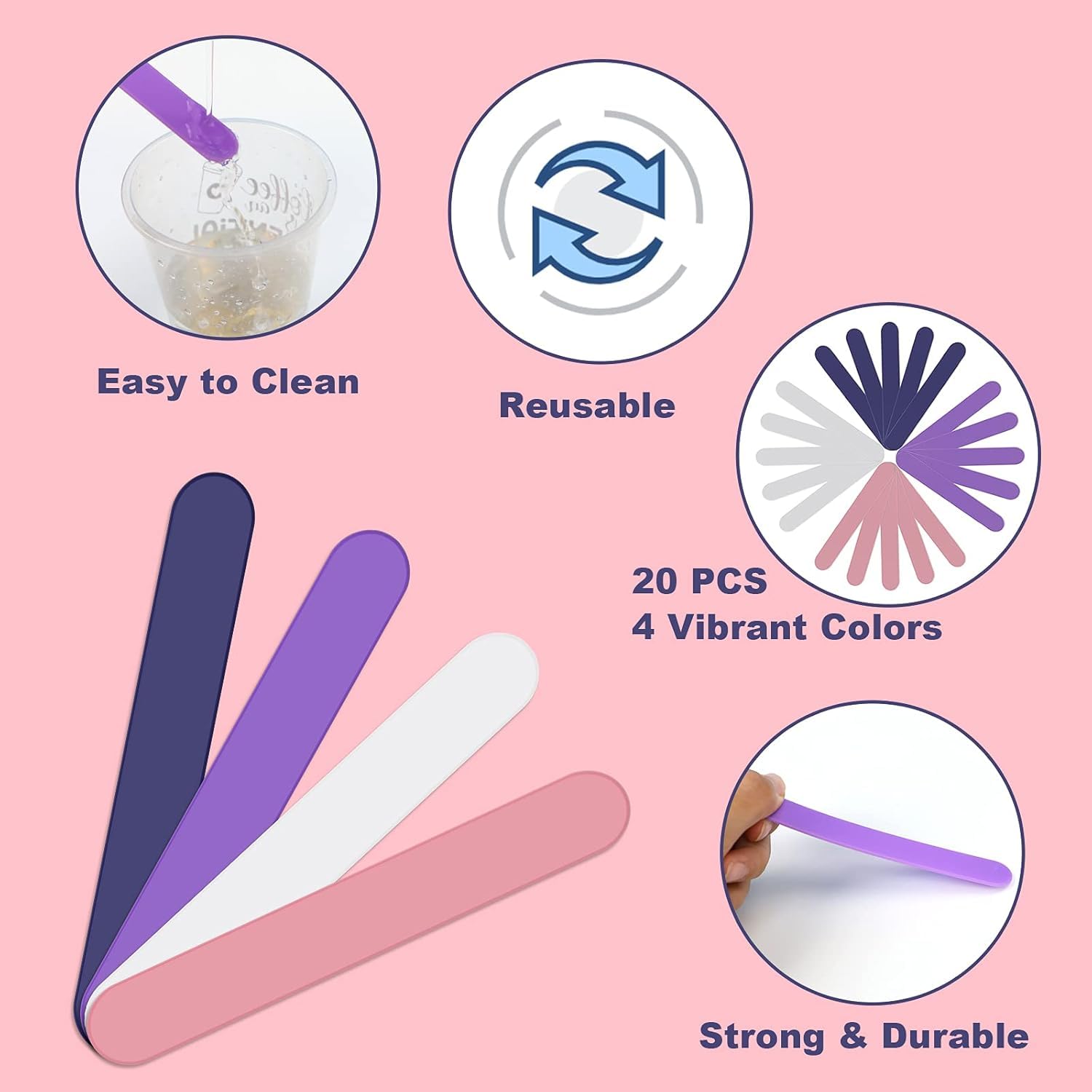 HTVRONT Stir Sticks for Epoxy Resin, 20PCS, 4 Colors