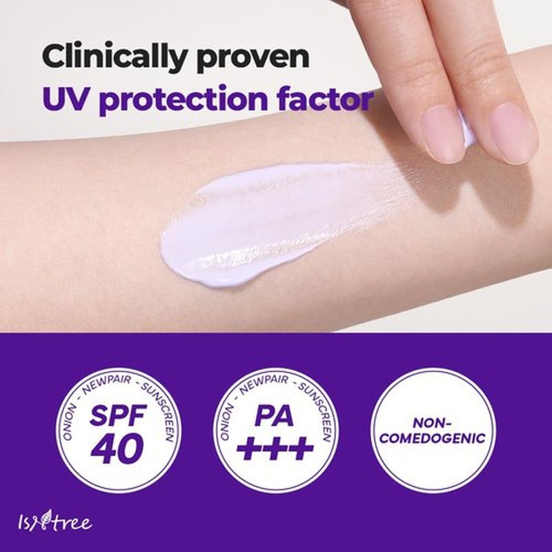 ISNTREE Onion Newpair Sunscreen 50ml, 1.69 fl.oz | SPF 40 | Korean Skincare | Hydrating Sun Protector | Evens Skin Tone | Purple Sunscreen | Broad Spectrum