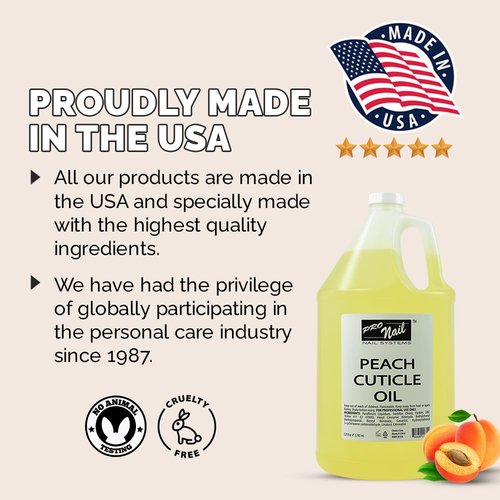 PRO NAIL - Cuticle Revitalizing Oil for Nails, Peach, 128 Oz - Professional Strength, Pedicure and Manicure - Moisturizes and Strengthens Nails and Cuticles - Soothing and Nourishing, Bulk