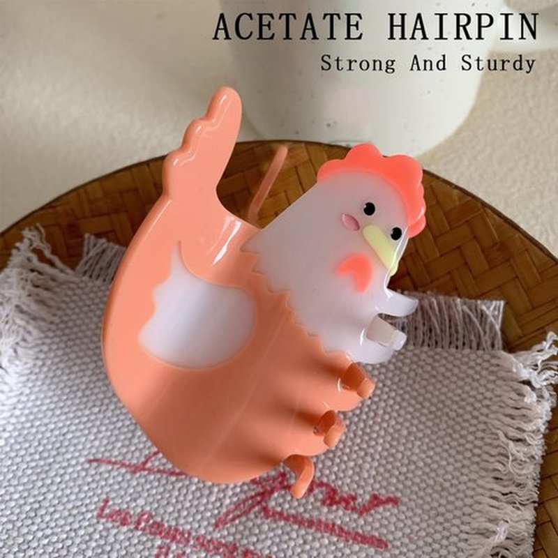 KuuGuu Chicken Claw Hair Clip, Korean Super Cute Animal Hair Clip Acetate Acid Anti-Slip Design Cartoon Barrettes 2024 New Interesting Big Hairpin for Women Girs Hair Accessories （1 PCS-Chicken）