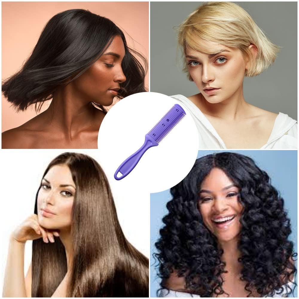 JLEivvi 4 PCS Double-Sided Hair Trimming, Thinning and Styling Razor Combs for Hairdressers