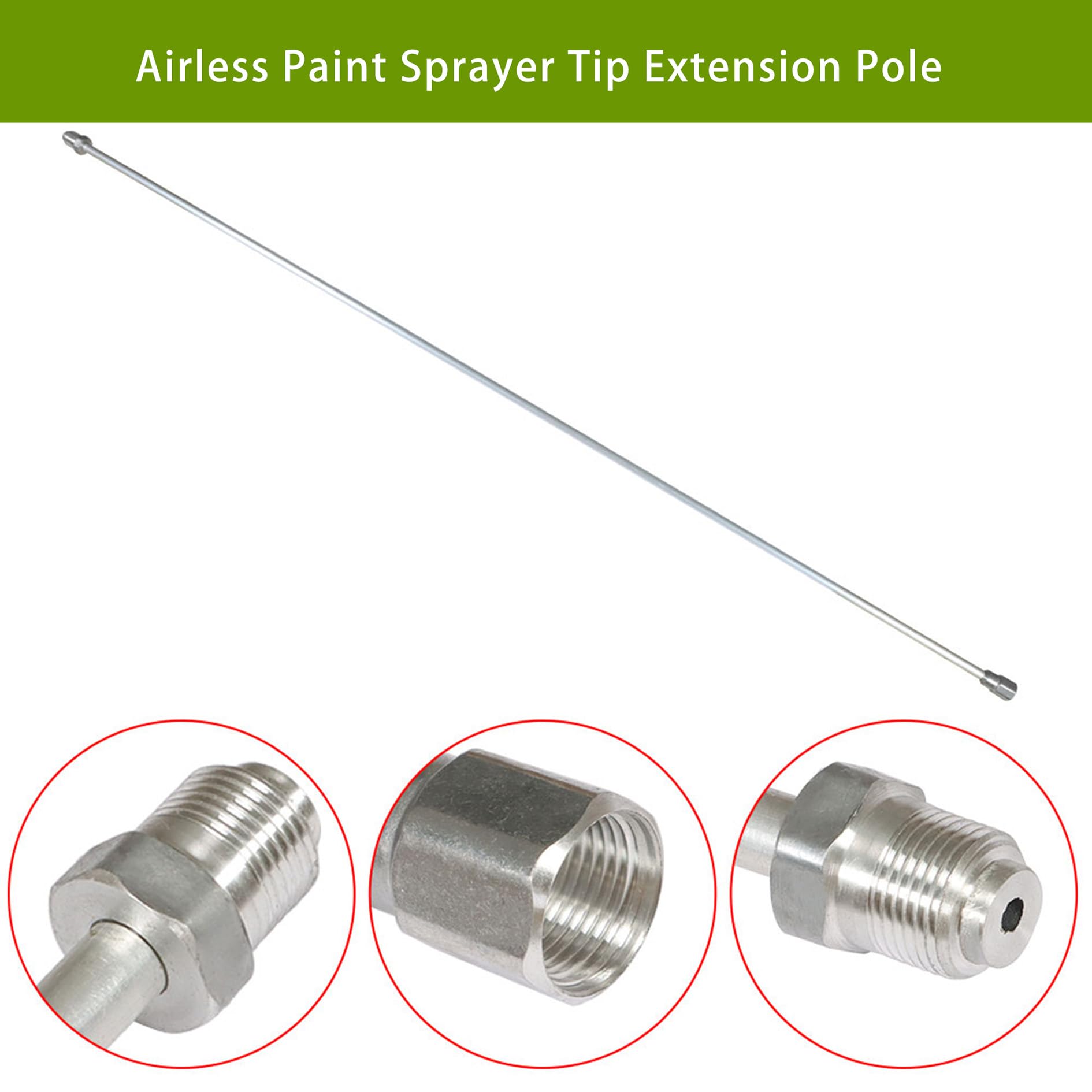 59Inch Airless Paint Sprayer Tip Extension Pole, Spray Gun Tip Extension Rod with Red Guard