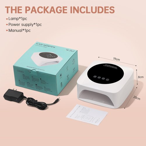 CHRISTINE SHELLY UV Nail Lamp 96W Rechargeable LED Gel Curing Lamp, Cordless Nail Dryer Gel Polish Light with Large LCD Display, with 3 Timer Setting Auto Sensor for Salon and Home (White)