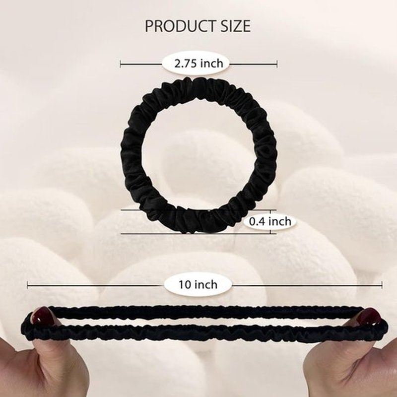 SEMRUE 22 Momme 100% Pure Mulberry Silk Scrunchies (10 PCS) - Small Hair Elastics and Ties for Women Sleep, Hair Care No Damage, Black*5+Brown*5