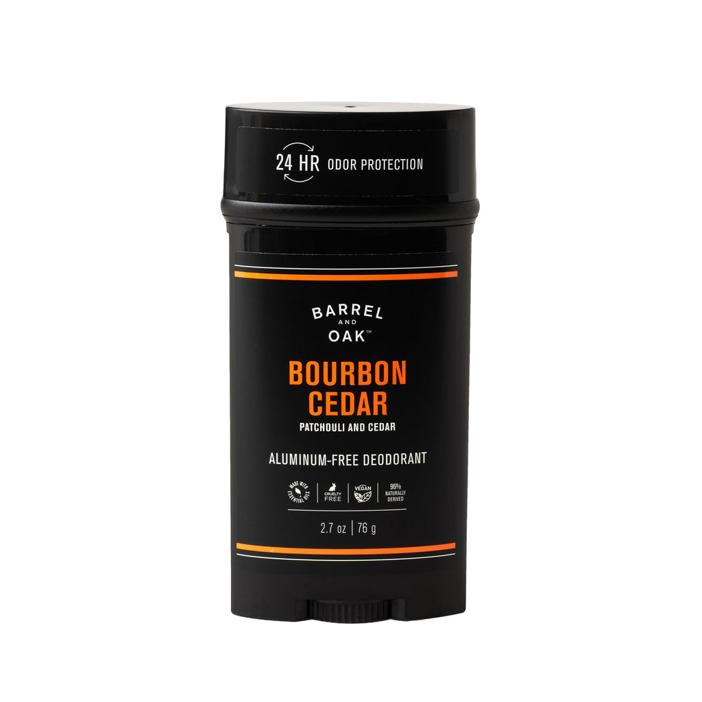 Barrel & Oak Aluminum Free Deodorant for Men, Natural Men's Deodorant with Patchouli & Cedar Essential Oil for Delicate Skin, Grooming Kit Gifts for Men, Bourbon Cedar, 2.7 oz