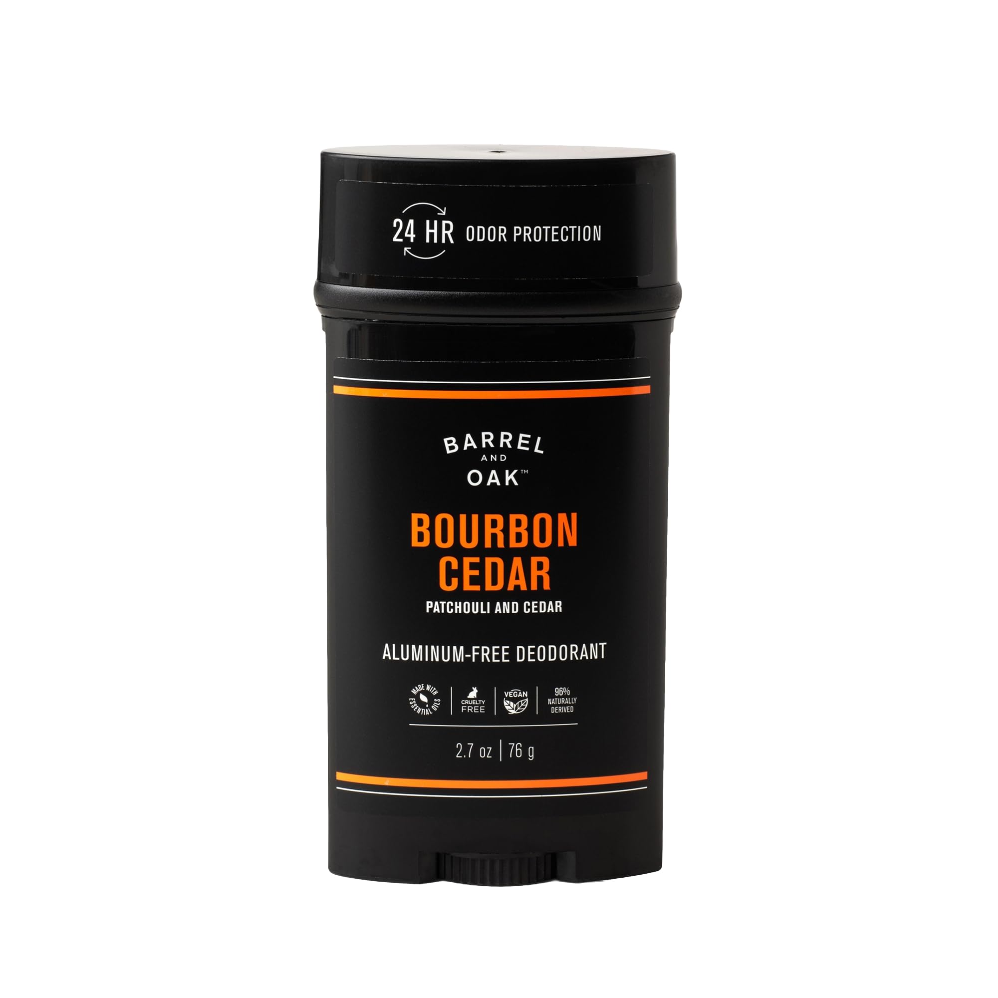 Barrel & Oak Aluminum Free Deodorant for Men, Natural Men's Deodorant with Patchouli & Cedar Essential Oil for Delicate Skin, Grooming Kit Gifts for Men, Bourbon Cedar, 2.7 oz