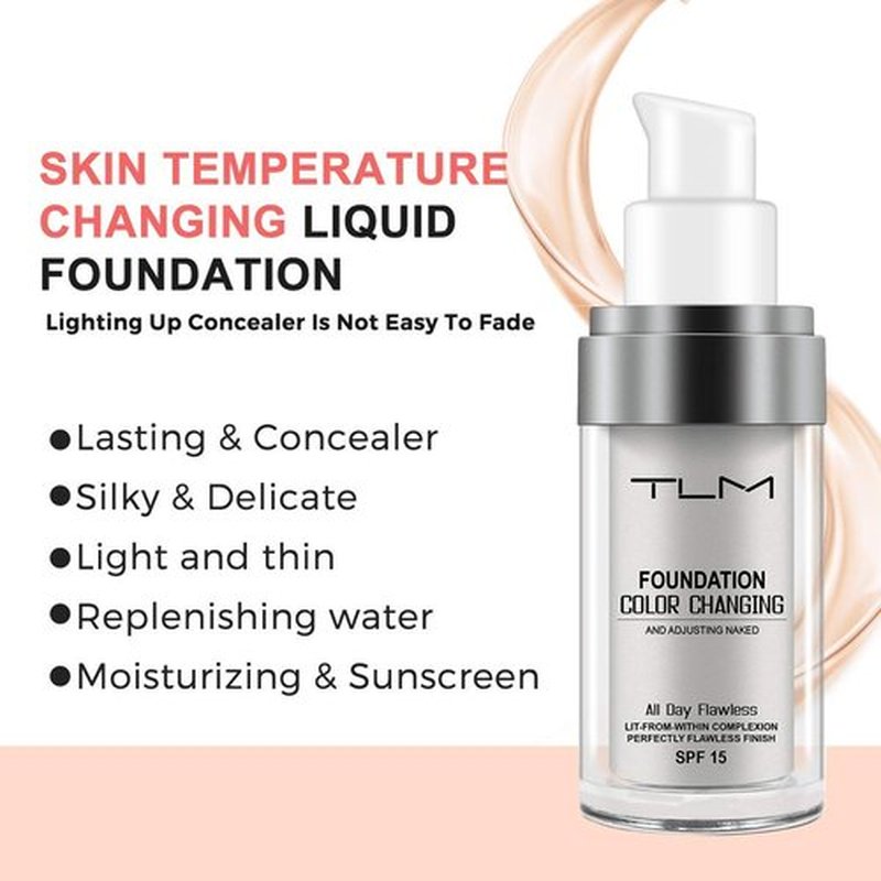 3PCS TLM Concealer Cover Cream, Flawless Colour Changing Warm Skin Tone Foundation Makeup, Base Nude Face Liquid Cover Concealer