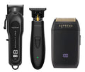 Supreme Trimmer 3-in-1 Barber Bundle | Pro Clipper, DLC T-Shaper Trimmer & Crunch Foil Shaver | Professional Beard Trimmer Men’s Hair Clipper Kit | Red