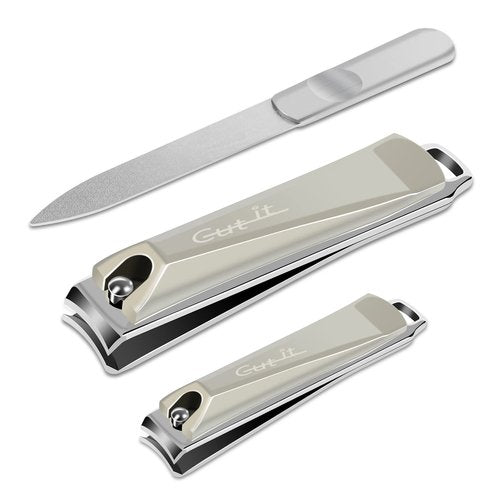 Nail Clipper Sets, Professional Finger and Toe Nail Clipper Set, Edgy Nail Cutter for Thick Nails for Man and Women, Precisely Stainless Steel Fingernail & Toenail Clippers with Nail File, 3PCS