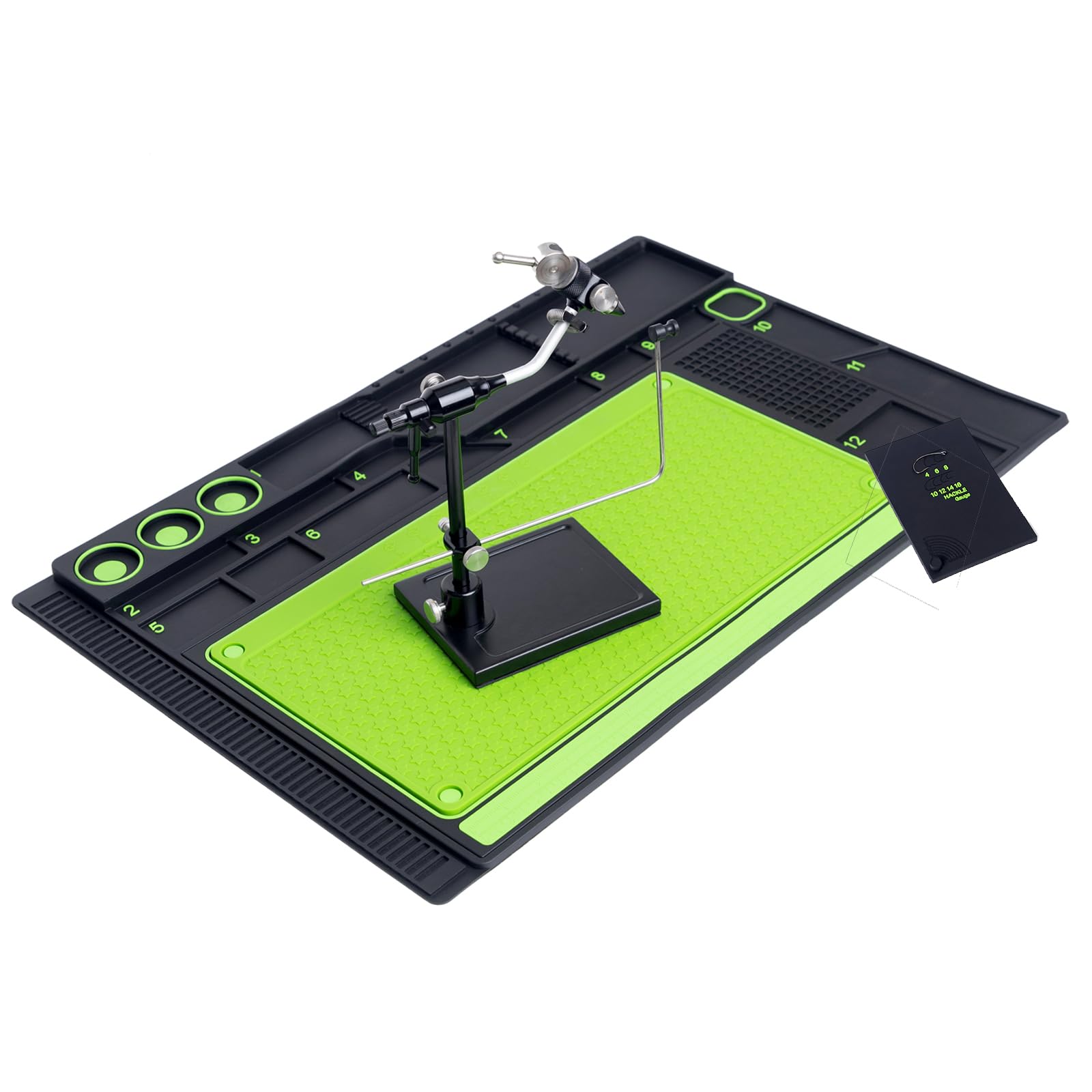 Ussuris Magnetic Silicone Fly Tying Mat, Storage Tools and Hooks,Tying Material and Bead Measuring Guide Fly Fishing Tying Organizer