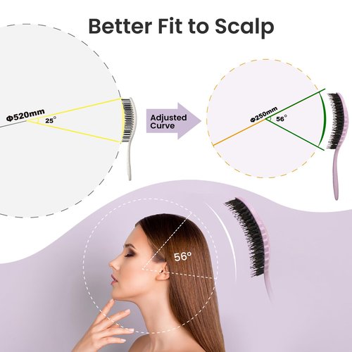 AIMIKE Hair Brush, Dual Soft Boar & Nylon Bristles HairBrush for Fine Hair, Shine Boost & Frizz Control Hair Brush for Women, Soft Bristle Brush For Slick Back, Volume and Shine, Best Gift for Women