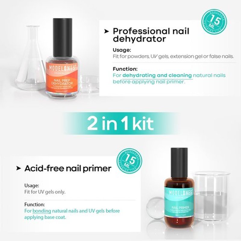 Modelones Acrylic Nail Brush and 15 ml Nail Dehydrator and Primer