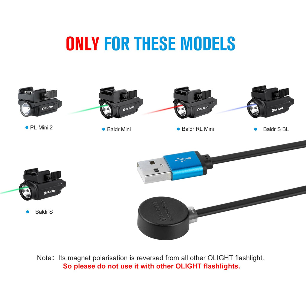 OLIGHT MCC S Magnetic Charging Cable ONLY for PL-MINI 2/Baldr S/BL/Mini/RLMini, Using in the Car, or with a Power Bank and Solar Charger