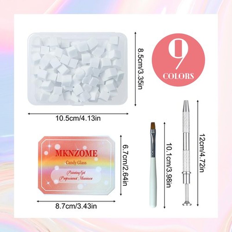 MKNZOME Patting Gel Nail Polish, 9 Colors Jelly Painting Gel Palette Red Pink Purple Yellow Green Blue Orange Blooming Aura Nails with Nail Sponges for Ombre, Grabbing Pen for French Manicure DIY