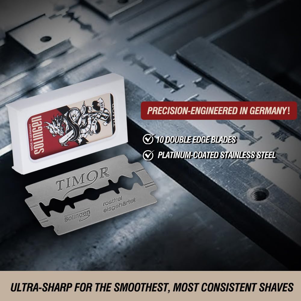 German Solingen Double Edge Razor Blades，1 Count Safety Platinum Shave(Pack of 10)