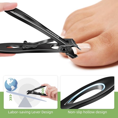 Slanted Nail Clippers for Ingrown Toenail, Toe Nail Clippers for Thick Nails for Seniors, Heavy Duty Fingernail Clippers Adult Nail Cutter with Wide Jaw