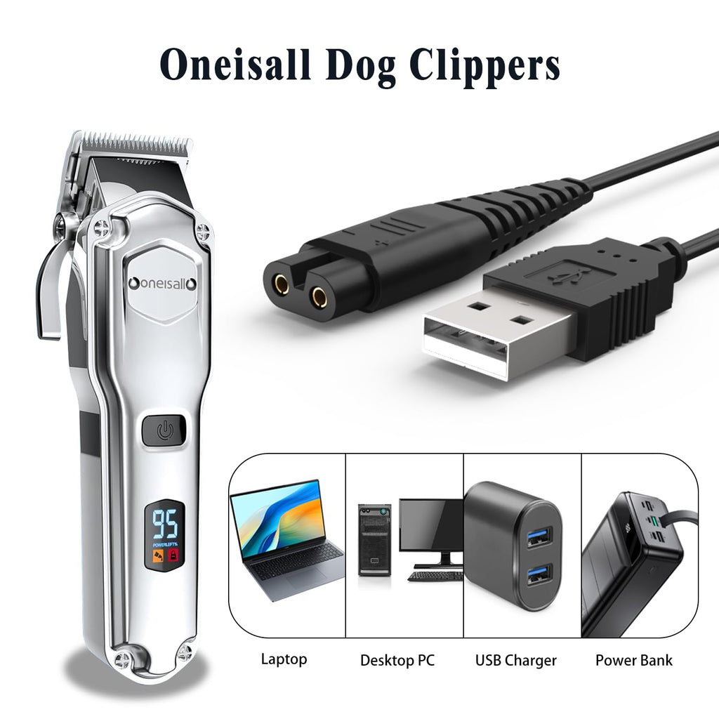 BOEEA USB Charging Cable Cord for oneisall Low Noise Dog Clippers Model RFC-676 Only- Fit for oneisall Rechargeable Stainless Steel Blade Pet Shaver