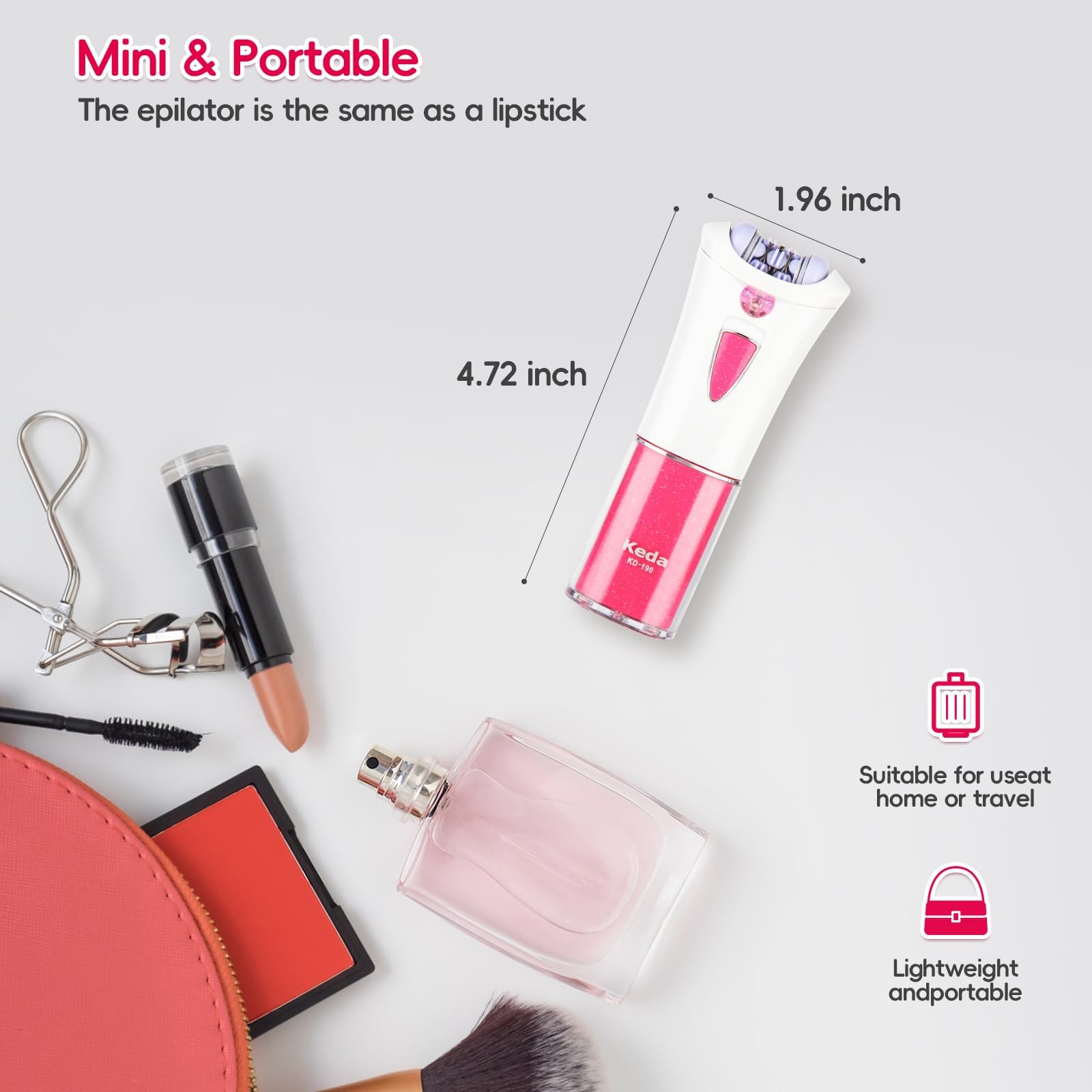 epilators Hair Removal for Women - Cordless Portable Facial Hair Removal for Women - 2025 NEW Glamorous Skin epilator for Face and Body with LED Light - Smooth Glide for Facial,Bikini,Arms and Legs