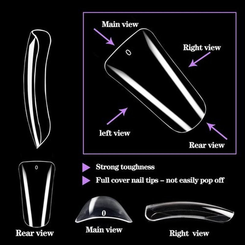 504PCS Full Cover Duck Nail Tips for Acrylic Nails Professional, Clear Duck Feet Fan Flare Tips, Extra Long Duck Tip Nails Press On Curved French Nail Extension Tips for Nail Salon with Box 12 Sizes